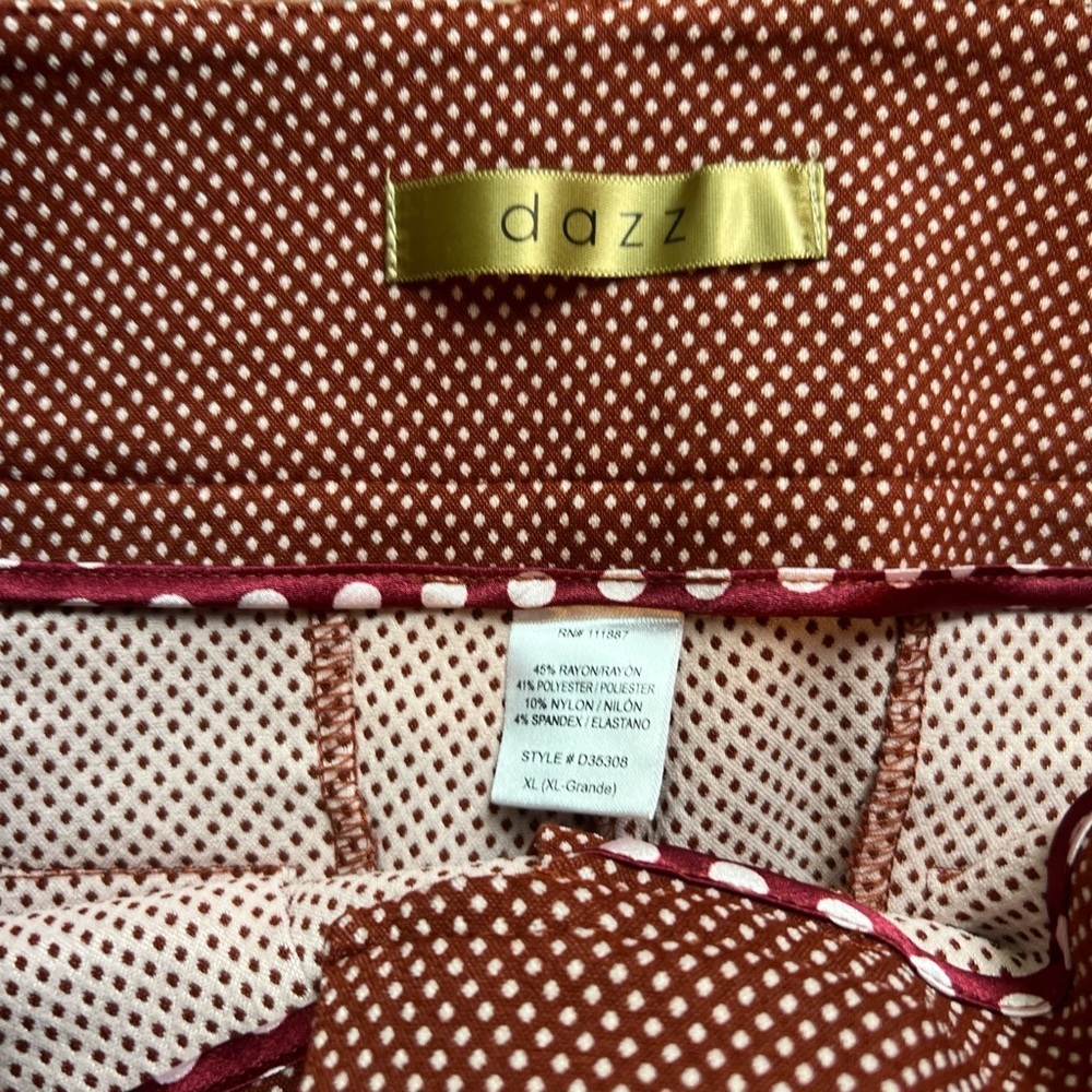 Dazz brand Burnt orange skinny fit trousers w/ polka dots + stretch thro… - Picture 2 of 7